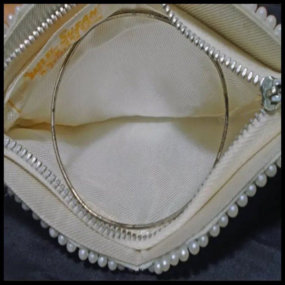 Vintage Pearl Beaded Clutch Purse, Small Retro Bridal, Something Old or NEW? - Picture 7 of 13
